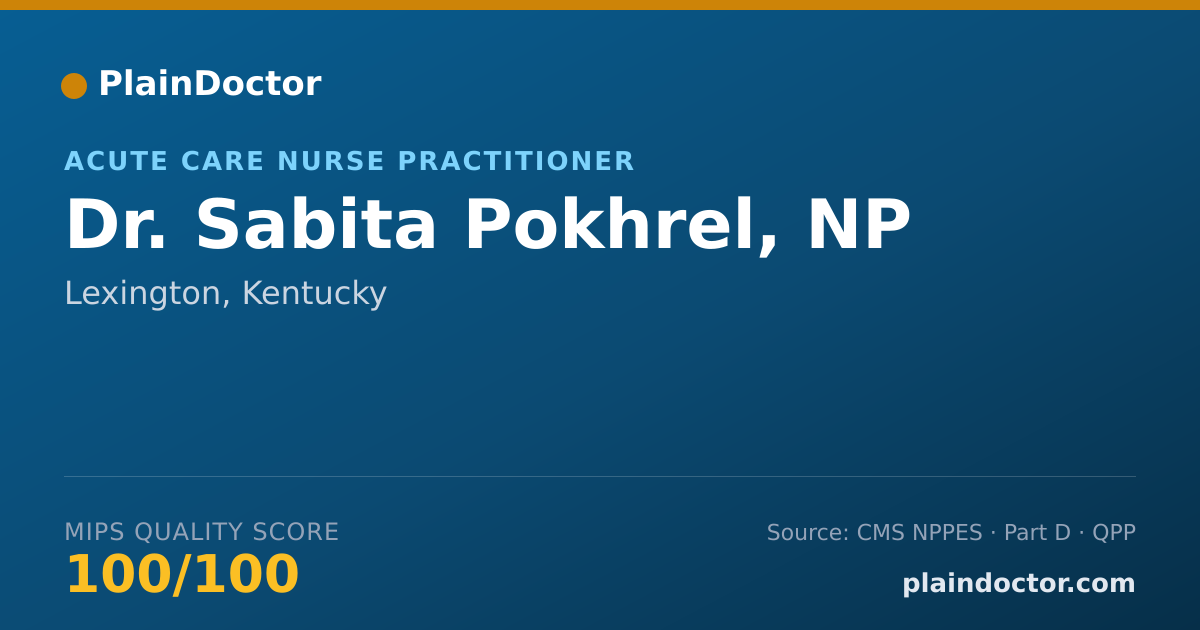Shareable card for Sabita Pokhrel, NP - Acute Care Nurse Practitioner, Lexington, KY