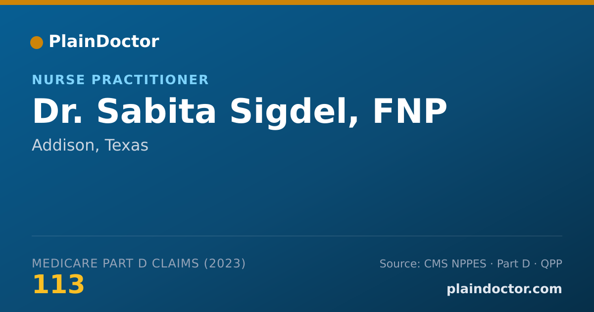 Shareable card for Sabita Sigdel, FNP - Nurse Practitioner, Addison, TX