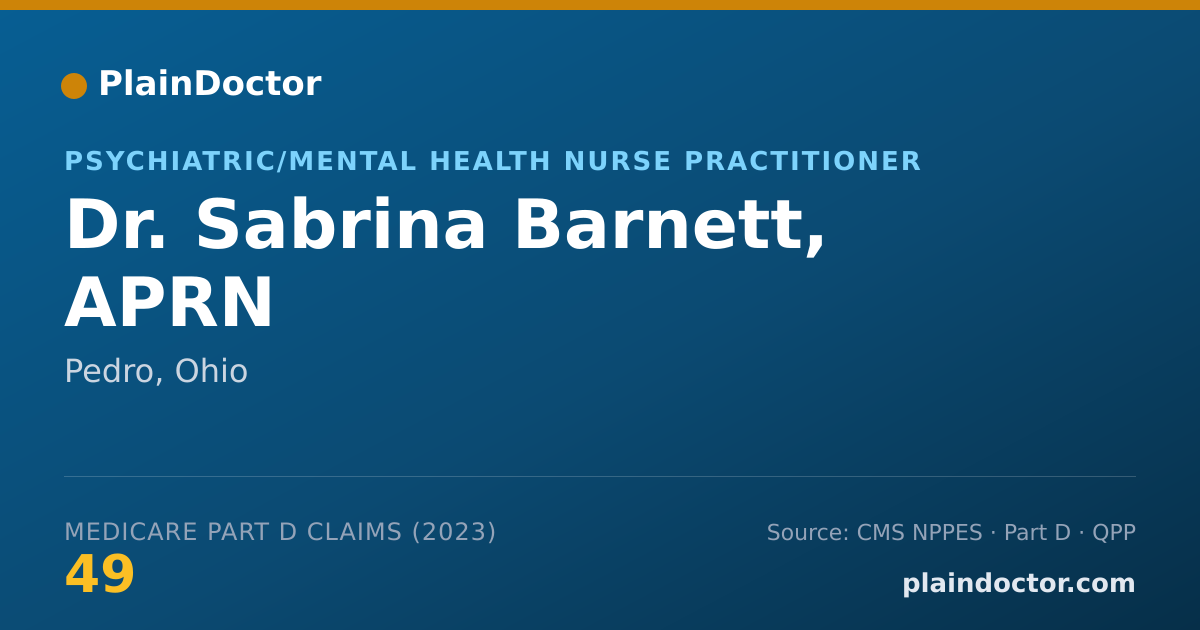 Shareable card for Sabrina Barnett, APRN - Psychiatric/Mental Health Nurse Practitioner, Pedro, OH
