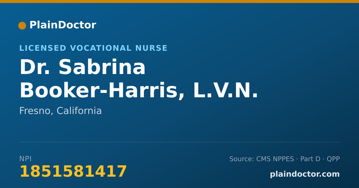 Shareable card for Sabrina Booker-Harris, L.V.N. - Licensed Vocational Nurse, Fresno, CA