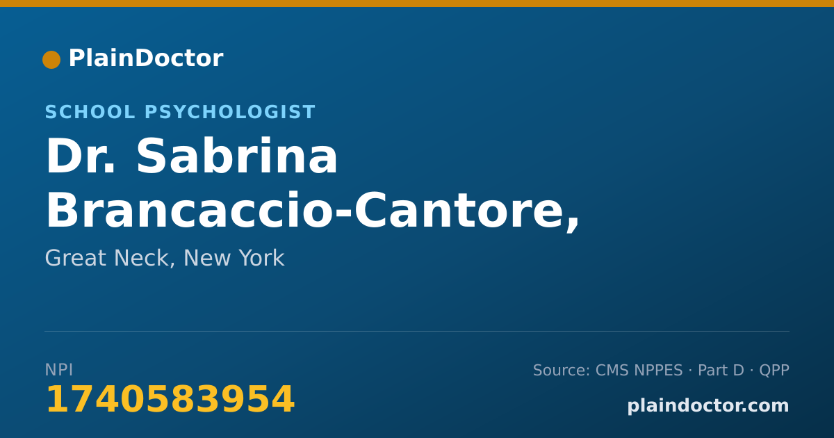 Shareable card for Sabrina Brancaccio-Cantore, M.S. ED - School Psychologist, Great Neck, NY