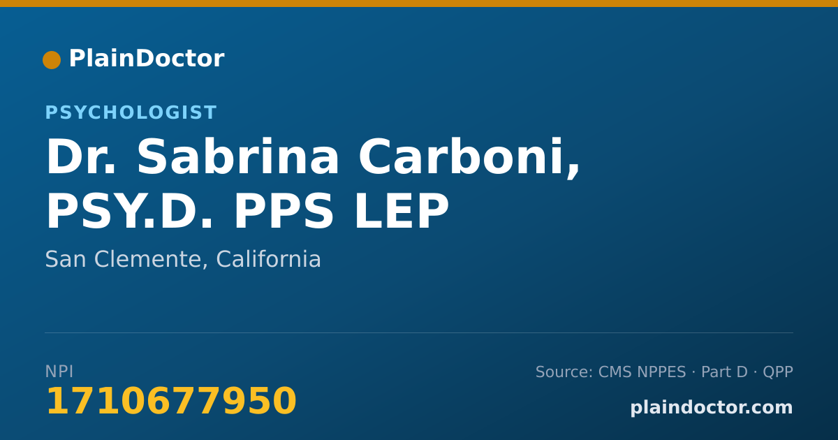 Shareable card for Sabrina Carboni, PSY.D. PPS LEP - Psychologist, San Clemente, CA