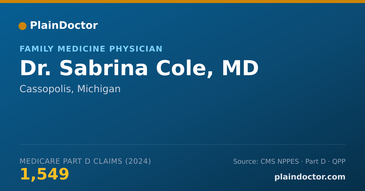 Shareable card for Sabrina Cole, MD - Family Medicine Physician, Cassopolis, MI