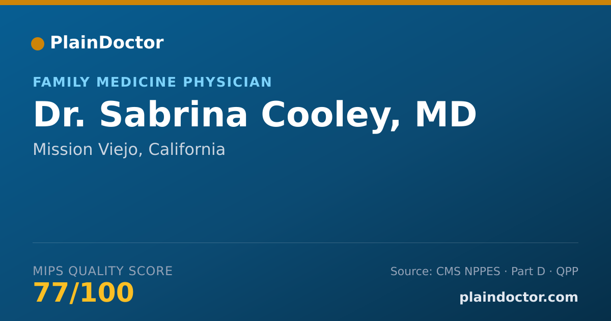 Shareable card for Sabrina Cooley, MD - Family Medicine Physician, Mission Viejo, CA