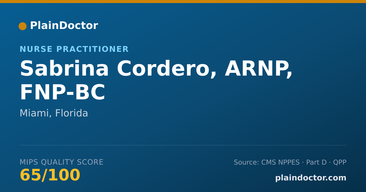 Shareable card for Sabrina Cordero, ARNP, FNP-BC - Nurse Practitioner, Miami, FL
