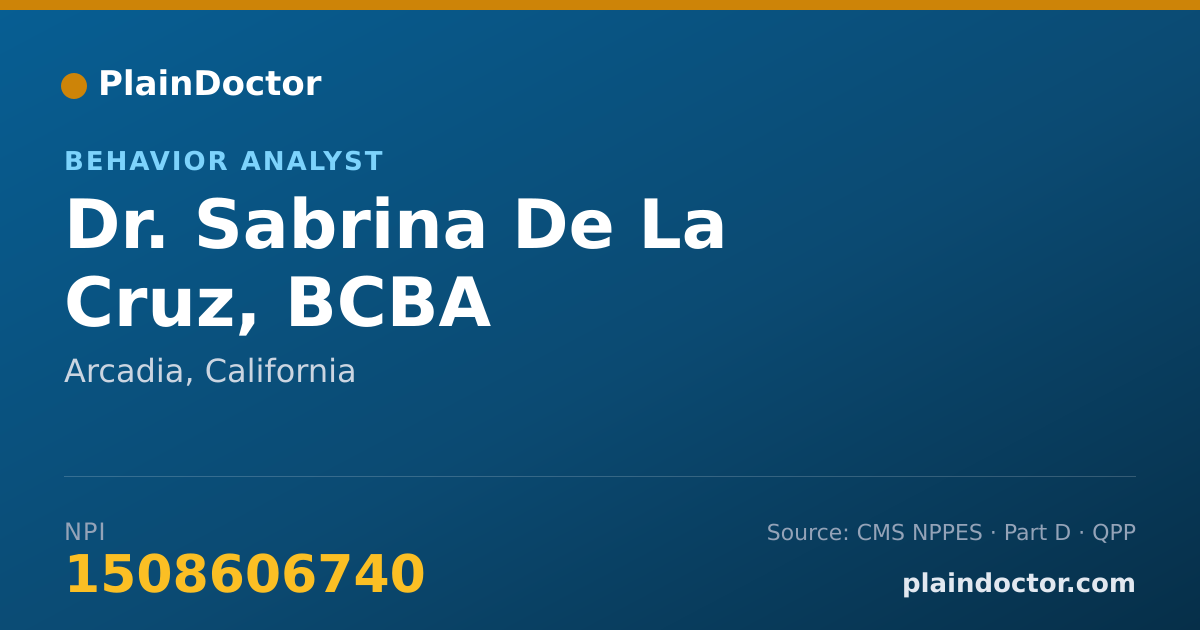 Shareable card for Sabrina De La Cruz, BCBA - Behavior Analyst, Arcadia, CA