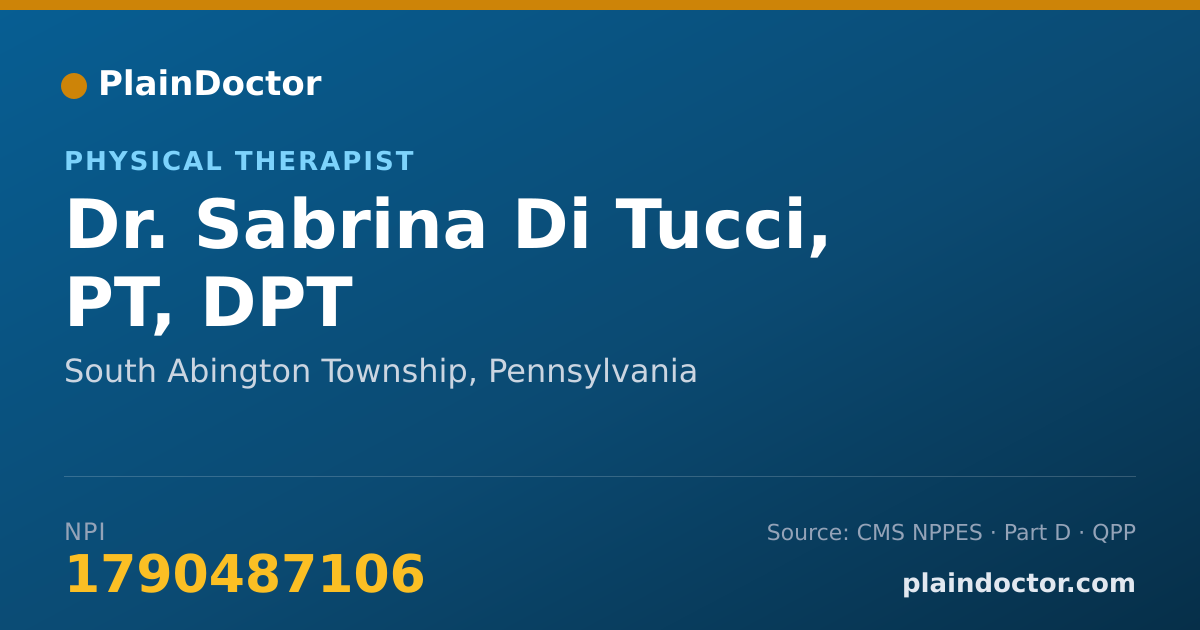 Shareable card for Sabrina Di Tucci, PT, DPT - Physical Therapist, South Abington Township, PA