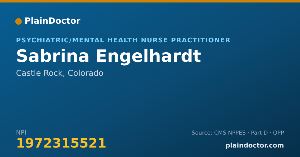 Shareable card for Sabrina Engelhardt - Psychiatric/Mental Health Nurse Practitioner, Castle Rock, CO