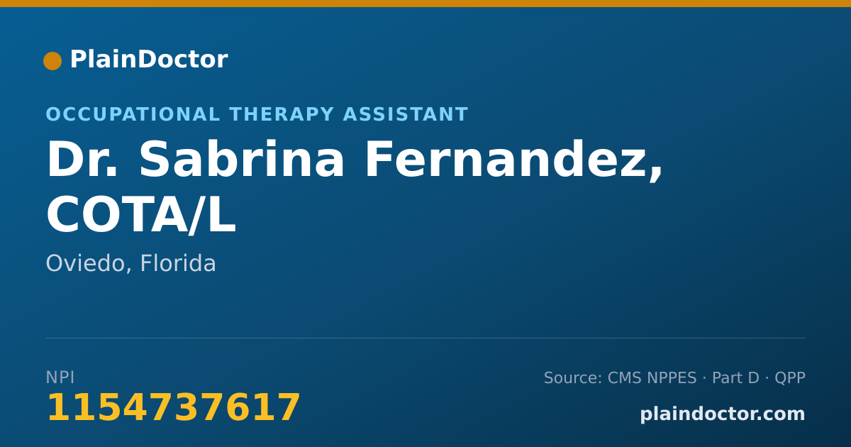 Shareable card for Sabrina Fernandez, COTA/L - Occupational Therapy Assistant, Oviedo, FL