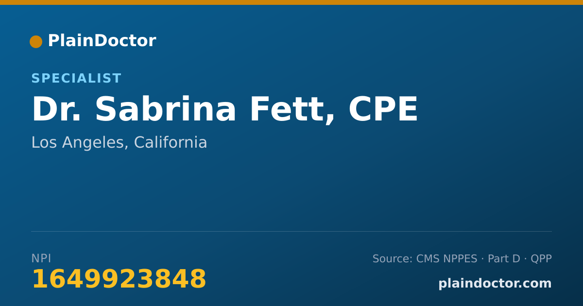 Shareable card for Sabrina Fett, CPE - Specialist, Los Angeles, CA