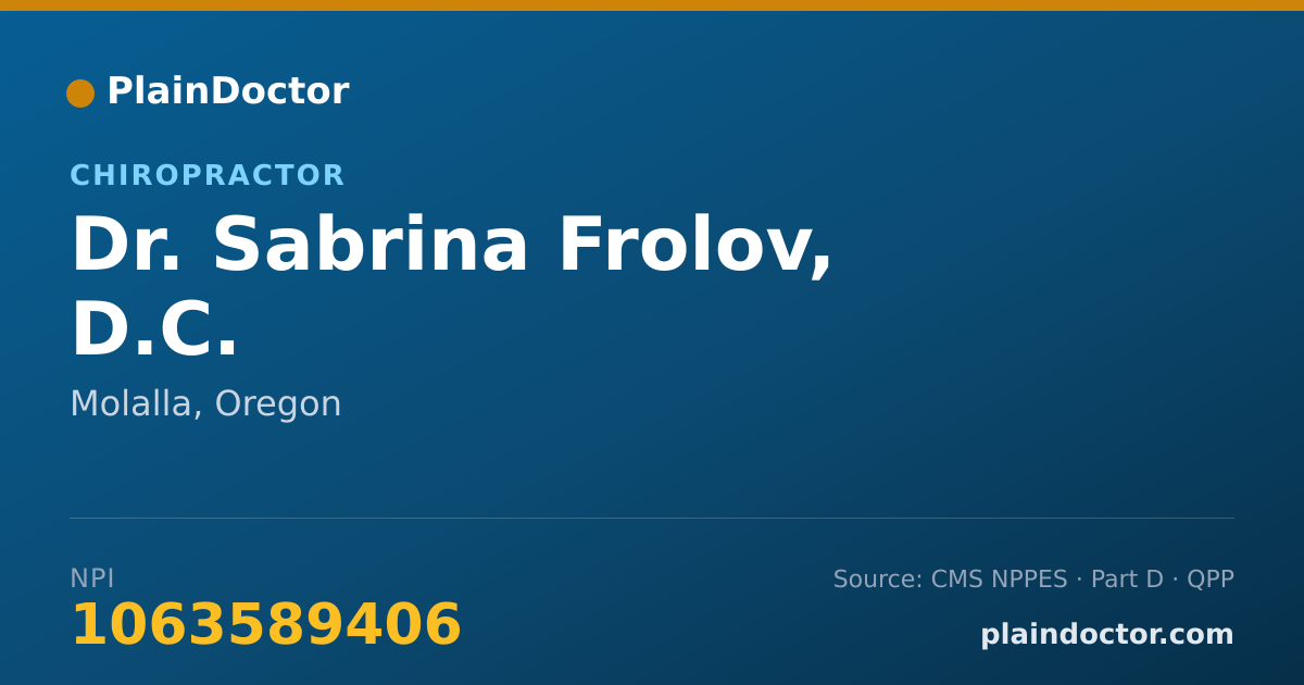 Shareable card for Sabrina Frolov, D.C. - Chiropractor, Molalla, OR