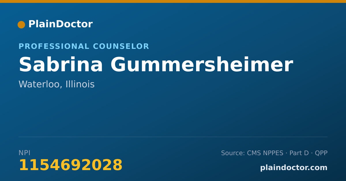 Shareable card for Sabrina Gummersheimer - Professional Counselor, Waterloo, IL