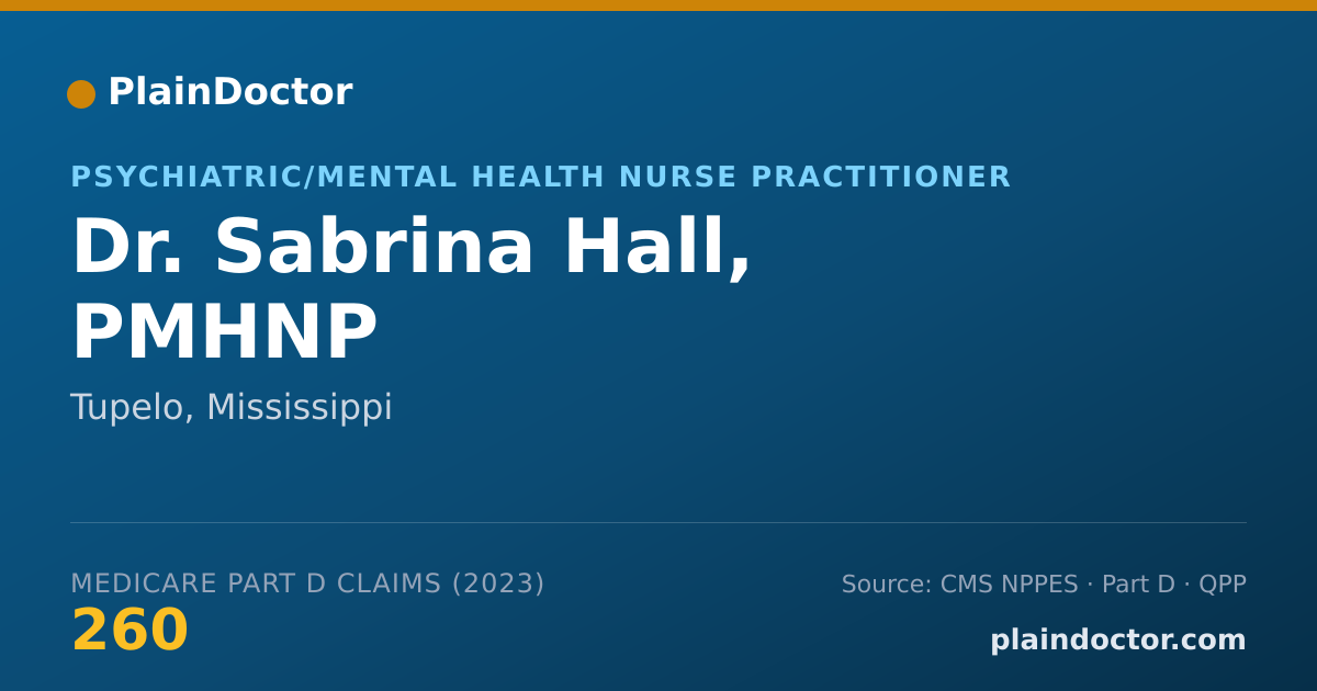 Shareable card for Sabrina Hall, PMHNP - Psychiatric/Mental Health Nurse Practitioner, Tupelo, MS