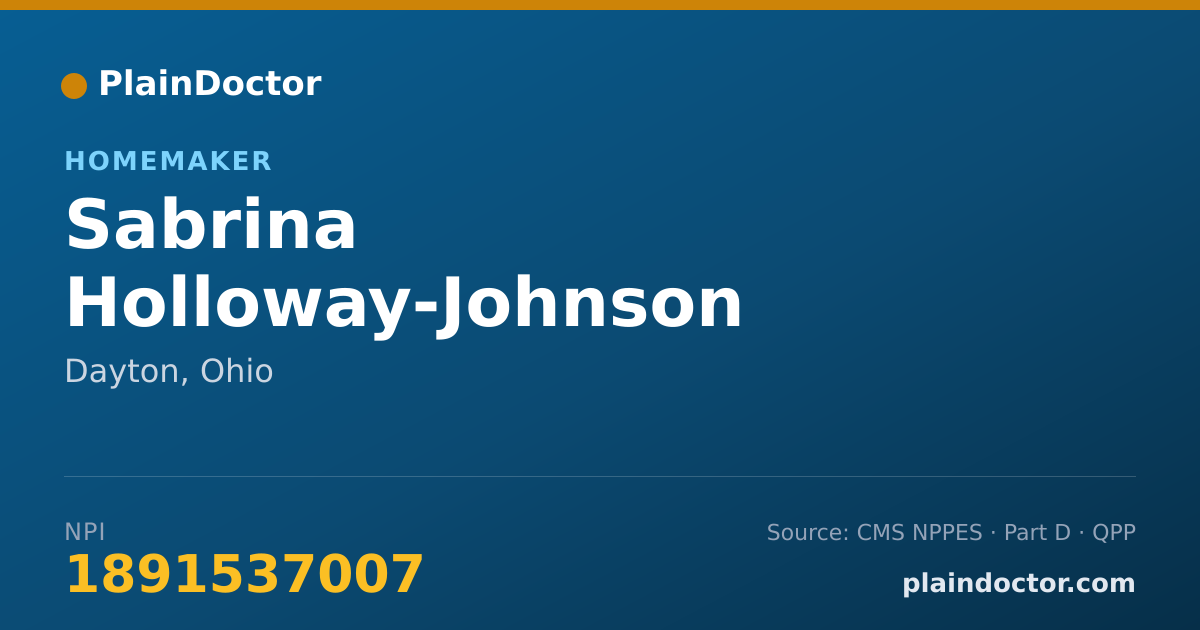 Shareable card for Sabrina Holloway-Johnson - Homemaker, Dayton, OH