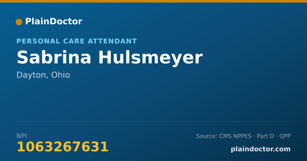 Shareable card for Sabrina Hulsmeyer - Personal Care Attendant, Dayton, OH