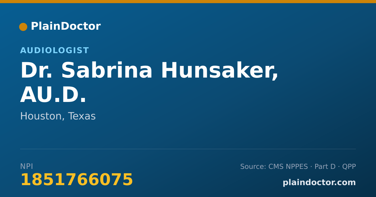 Shareable card for Sabrina Hunsaker, AU.D. - Audiologist, Houston, TX