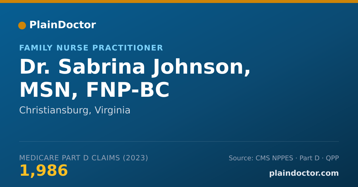 Shareable card for Sabrina Johnson, MSN, FNP-BC - Family Nurse Practitioner, Christiansburg, VA