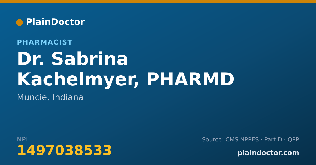 Shareable card for Sabrina Kachelmyer, PHARMD - Pharmacist, Muncie, IN