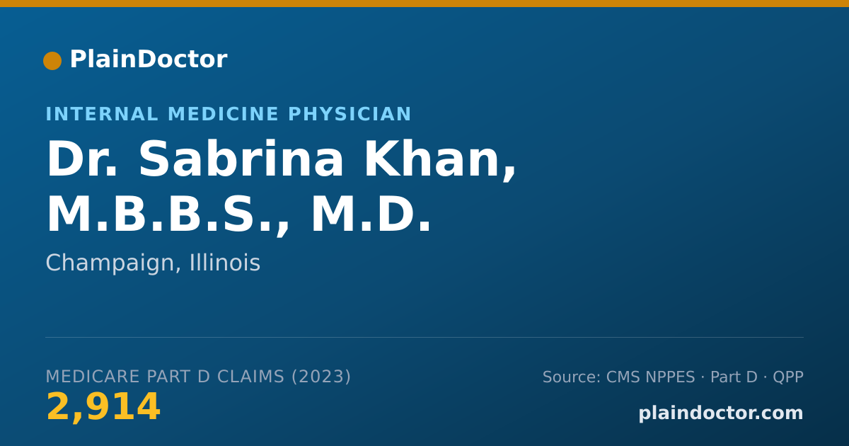Shareable card for Sabrina Khan, M.B.B.S., M.D. - Internal Medicine Physician, Champaign, IL