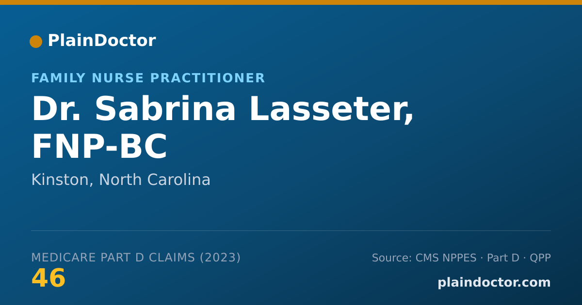 Shareable card for Sabrina Lasseter, FNP-BC - Family Nurse Practitioner, Kinston, NC