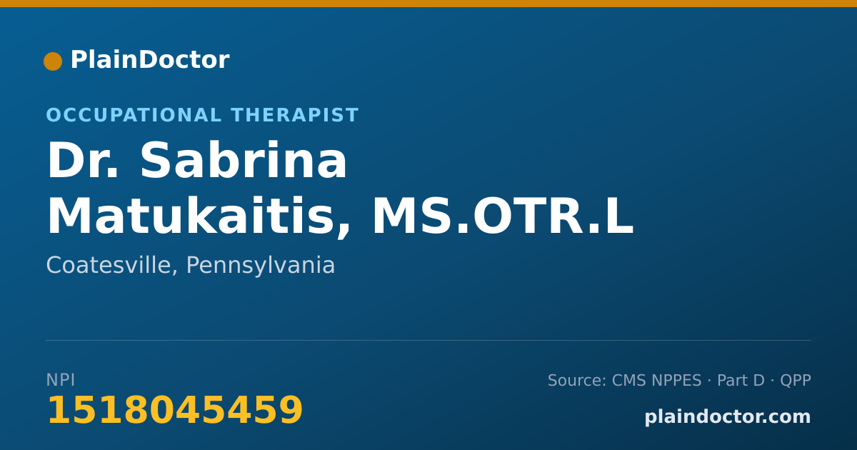 Shareable card for Sabrina Matukaitis, MS.OTR.L - Occupational Therapist, Coatesville, PA