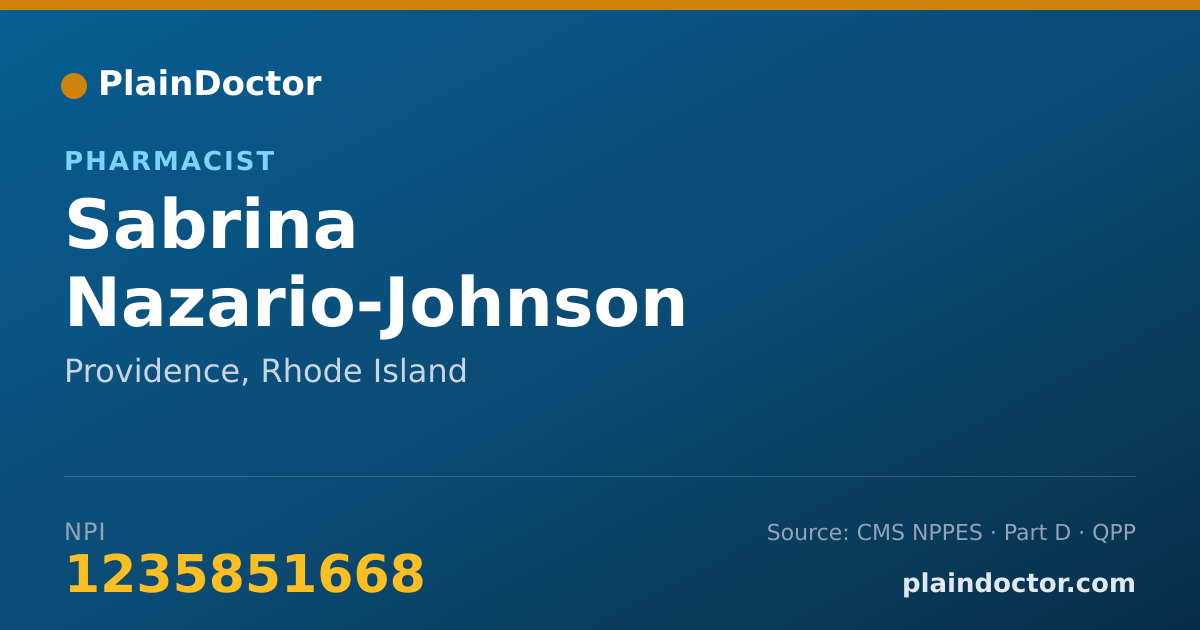 Shareable card for Sabrina Nazario-Johnson - Pharmacist, Providence, RI