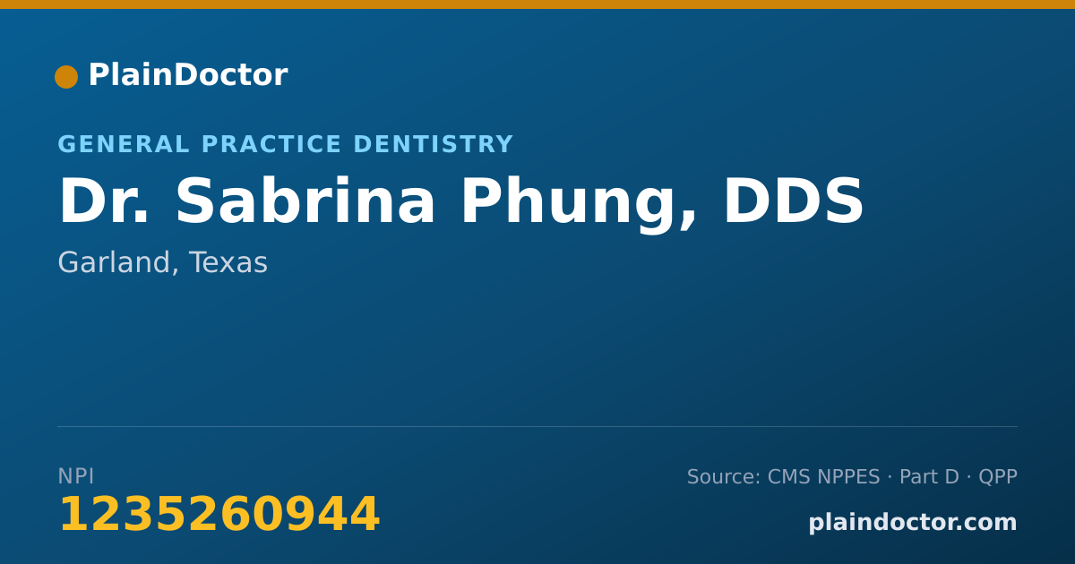 Shareable card for Sabrina Phung, DDS - General Practice Dentistry, Garland, TX