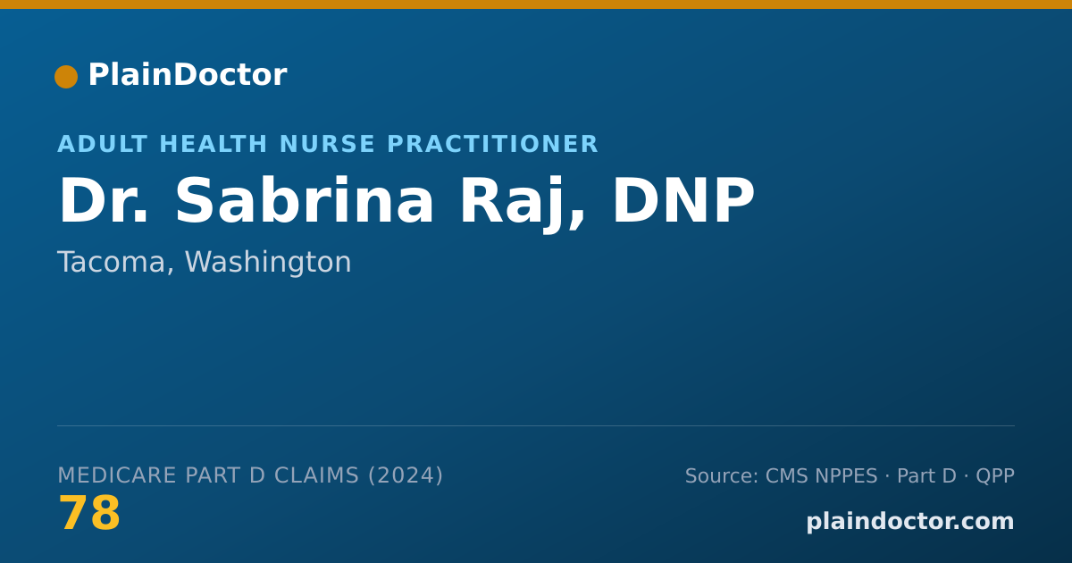 Shareable card for Sabrina Raj, DNP - Adult Health Nurse Practitioner, Tacoma, WA