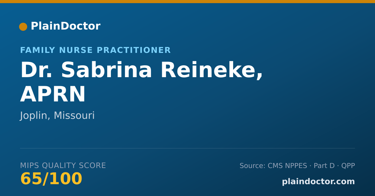 Shareable card for Sabrina Reineke, APRN - Family Nurse Practitioner, Joplin, MO