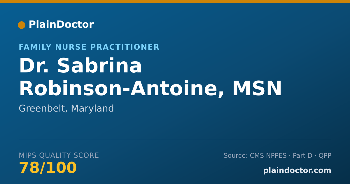 Shareable card for Sabrina Robinson-Antoine, MSN APN FNP-C - Family Nurse Practitioner, Greenbelt, MD