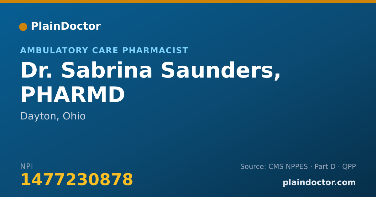Shareable card for Sabrina Saunders, PHARMD - Ambulatory Care Pharmacist, Dayton, OH