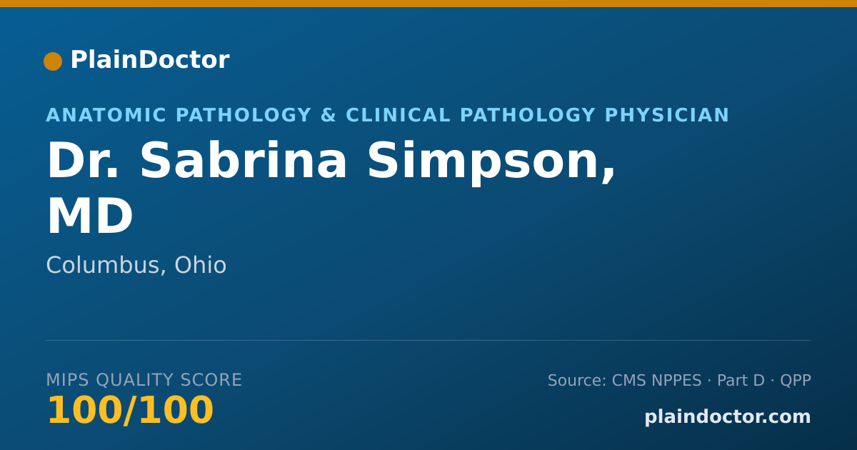 Shareable card for Sabrina Simpson, MD - Anatomic Pathology & Clinical Pathology Physician, Columbus, OH