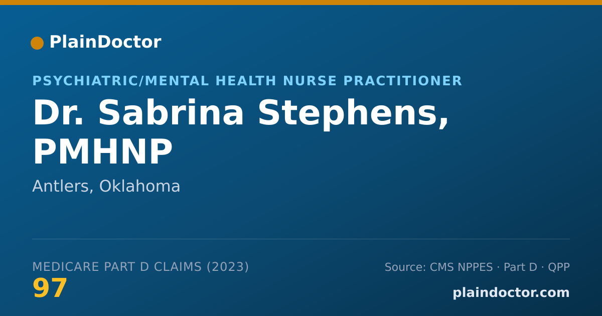 Shareable card for Sabrina Stephens, PMHNP - Psychiatric/Mental Health Nurse Practitioner, Antlers, OK