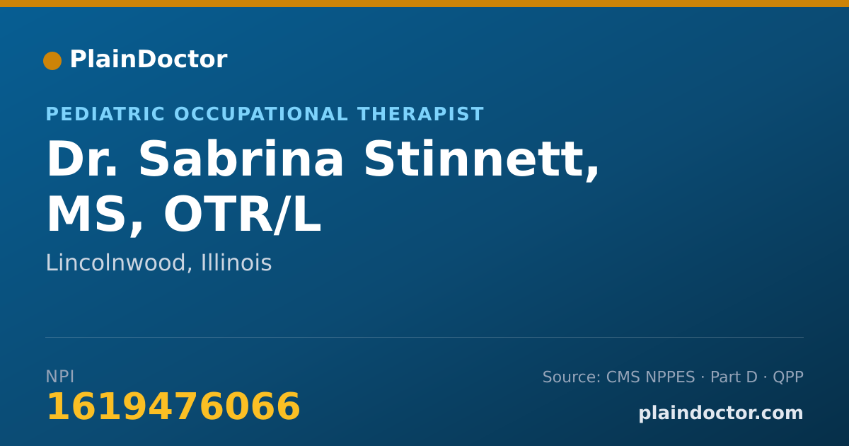 Shareable card for Sabrina Stinnett, MS, OTR/L - Pediatric Occupational Therapist, Lincolnwood, IL