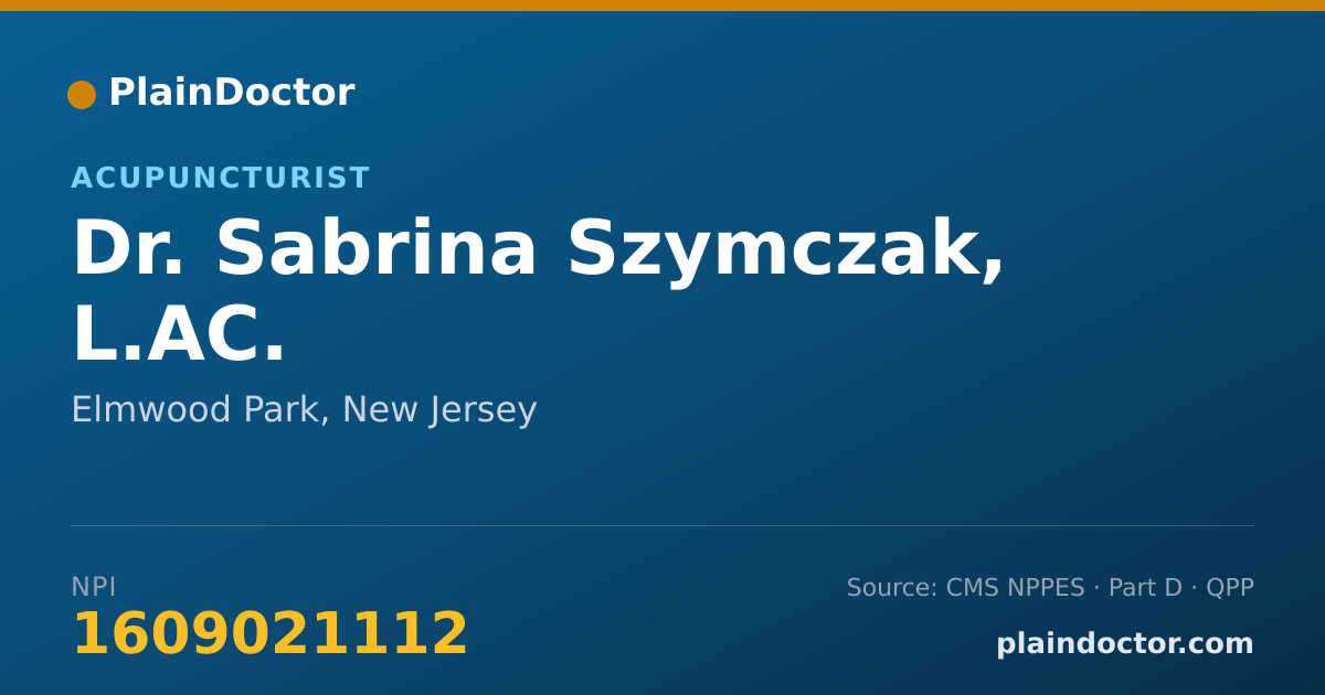 Shareable card for Sabrina Szymczak, L.AC. - Acupuncturist, Elmwood Park, NJ