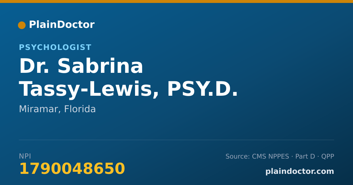 Shareable card for Sabrina Tassy-Lewis, PSY.D. - Psychologist, Miramar, FL