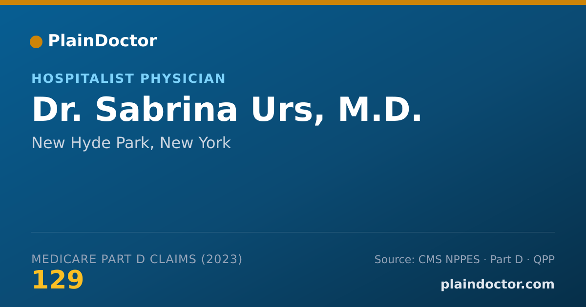 Shareable card for Sabrina Urs, M.D. - Hospitalist Physician, New Hyde Park, NY