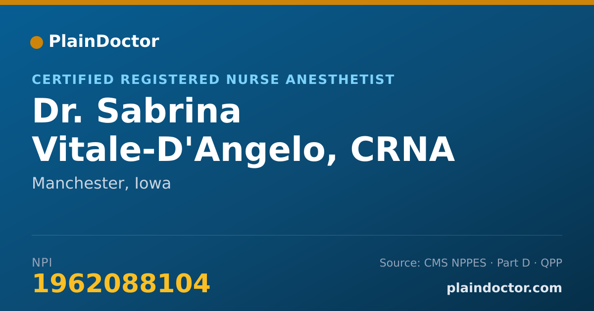 Shareable card for Sabrina Vitale-D'Angelo, CRNA - Certified Registered Nurse Anesthetist, Manchester, IA