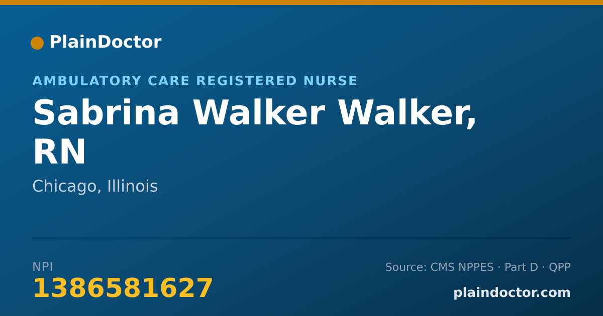Shareable card for Sabrina Walker Walker, RN - Ambulatory Care Registered Nurse, Chicago, IL