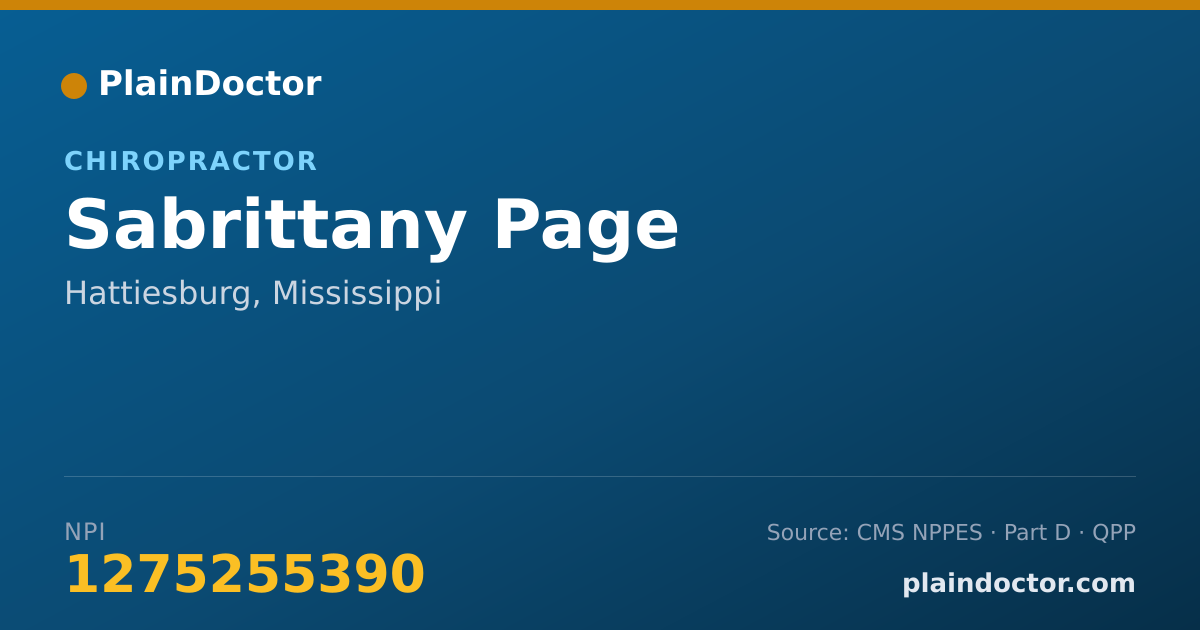 Shareable card for Sabrittany Page - Chiropractor, Hattiesburg, MS