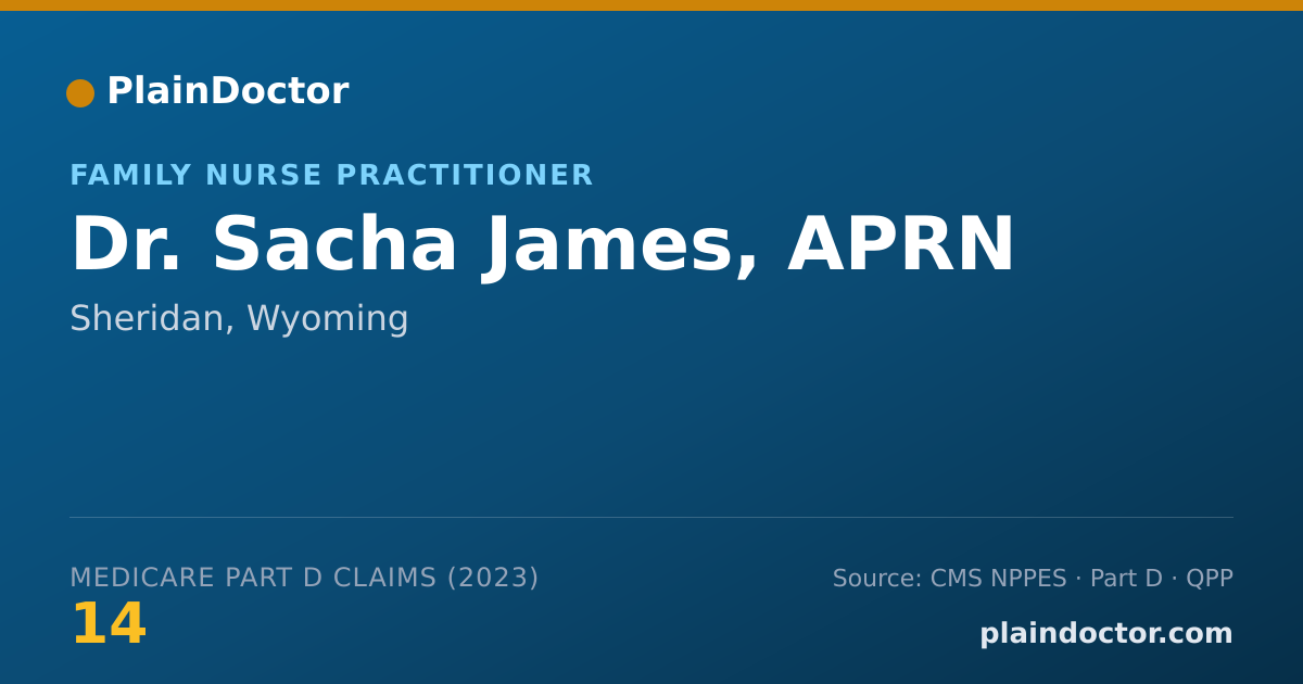 Shareable card for Sacha James, APRN - Family Nurse Practitioner, Sheridan, WY