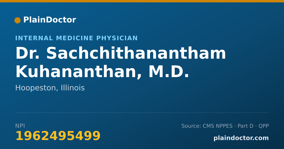 Shareable card for Sachchithanantham Kuhananthan, M.D. - Internal Medicine Physician, Hoopeston, IL