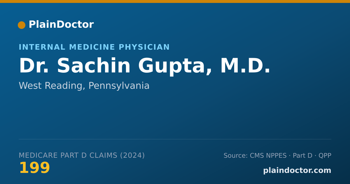 Shareable card for Sachin Gupta, M.D. - Internal Medicine Physician, West Reading, PA