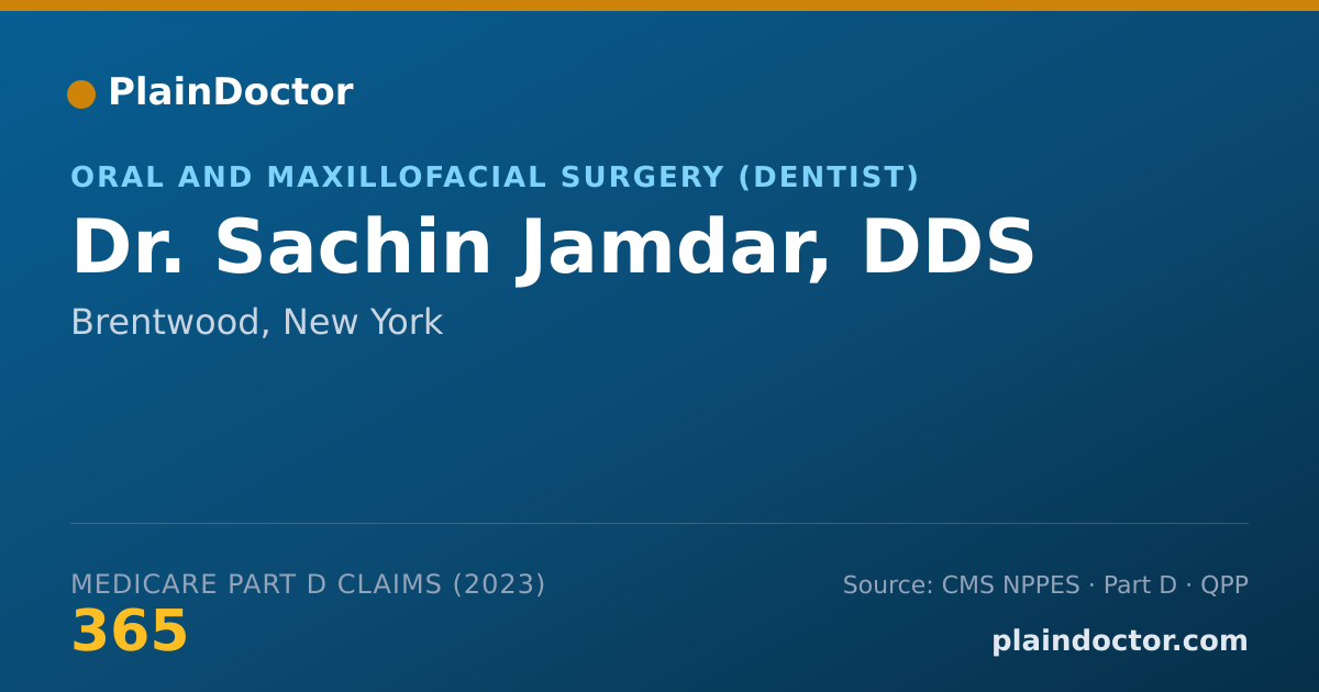 Shareable card for Sachin Jamdar, DDS - Oral and Maxillofacial Surgery (Dentist), Brentwood, NY