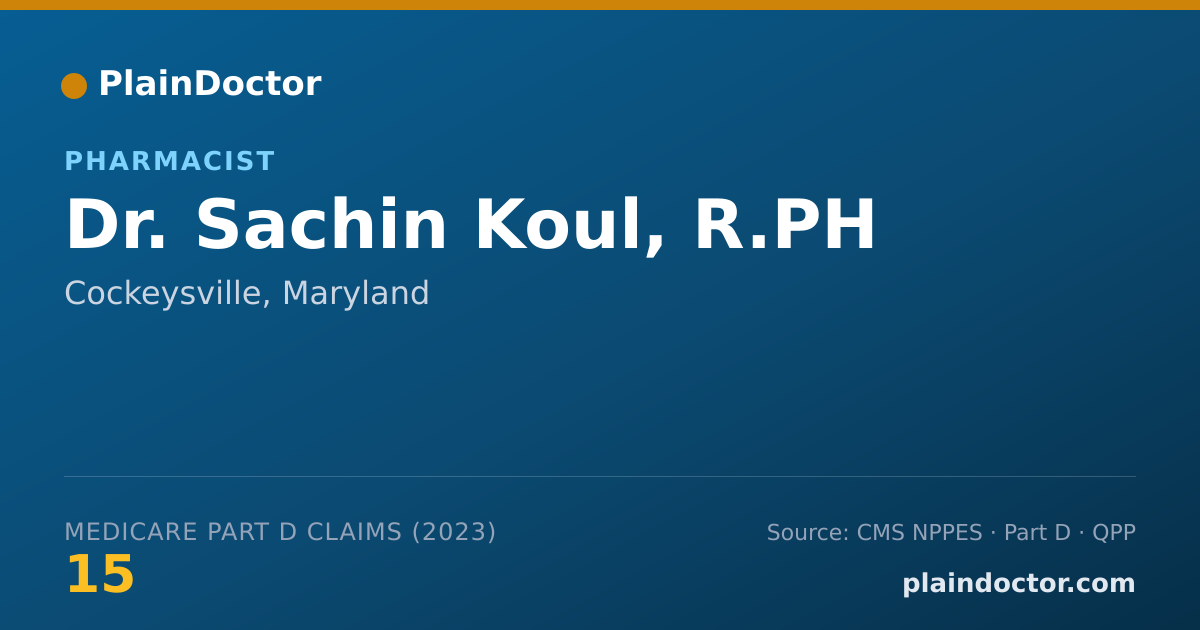 Shareable card for Sachin Koul, R.PH - Pharmacist, Cockeysville, MD