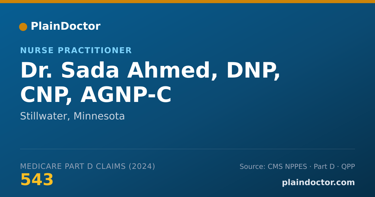 Shareable card for Sada Ahmed, DNP, CNP, AGNP-C - Nurse Practitioner, Stillwater, MN