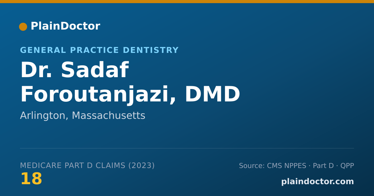 Shareable card for Sadaf Foroutanjazi, DMD - General Practice Dentistry, Arlington, MA
