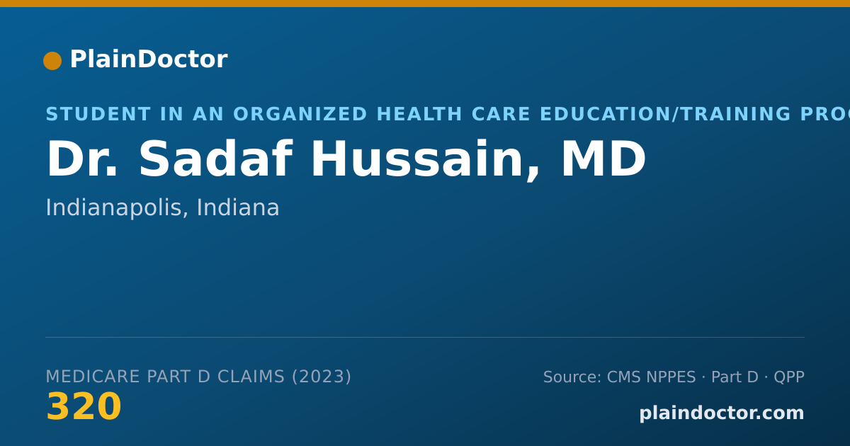 Shareable card for Sadaf Hussain, MD - Student in an Organized Health Care Education/Training Program, Indianapolis, IN