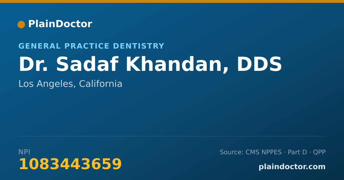 Shareable card for Sadaf Khandan, DDS - General Practice Dentistry, Los Angeles, CA