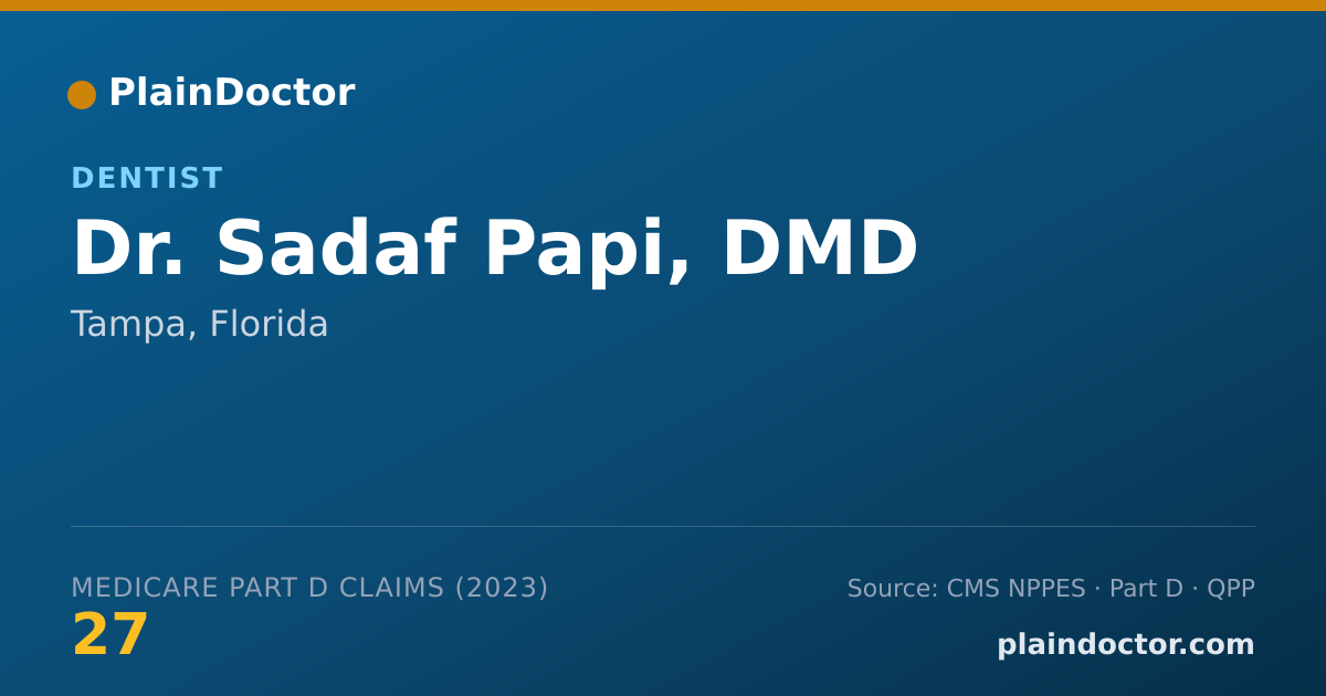 Shareable card for Sadaf Papi, DMD - Dentist, Tampa, FL